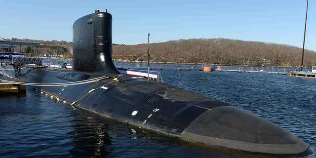 The Virginia-class fast attack submarine USS Colorado is seen at Naval Submarine Base New London in Groton, Connecticut, on March 17, 2018. Australia will purchase U.S.-manufactured, nuclear-powered attack submarines to modernize its fleet.