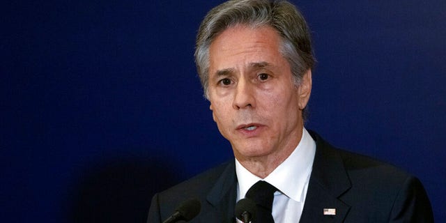 U.S. Secretary of State Antony Blinken speaks during a press conference on the sidelines of the G20 foreign ministers meeting, Thursday, March 2, 2023, in New Delhi.