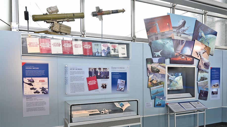 Museum display of missiles.