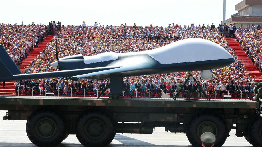 Chinese military parade with drone