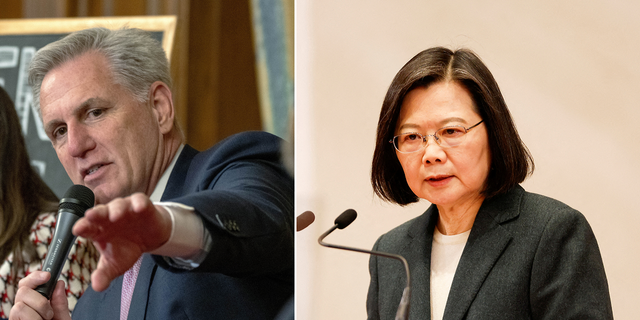 Speaker of the House Kevin McCarthy, left, will meet with Taiwan's President, Tsai Ing-wen, in California instead of Taiwan a report says.