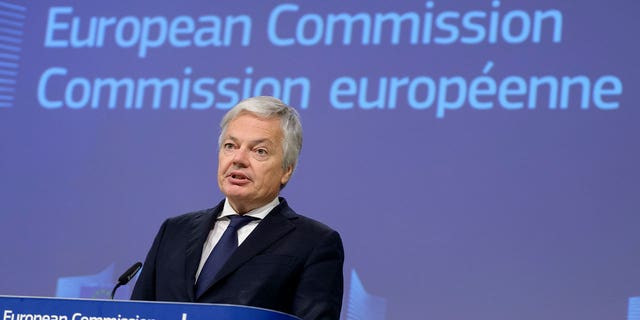 European Union Commissioner Justice Didier Reynders speaks at the commission headquarter on Nov. 30, 2022. The commission proposed new criteria that would require companies to prove its green claims with scientific evidence. Reynders said this would allow consumers to gain the tools needed when choosing green products.