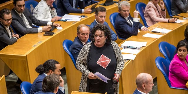 Party leader Caroline van der Plas of the BoerBurgerBeweging attends the weekly question time and the votes in the House of Representatives in The Hague, on June 28, 2022.