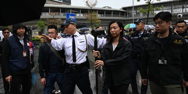 Police escorted protesters throughout the event, and the group was cordoned off as well.