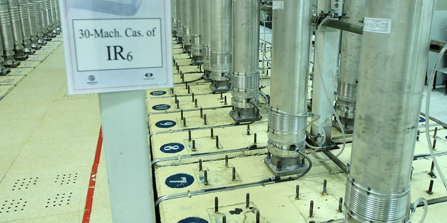 FILE - This file photo released Nov. 5, 2019, by the Atomic Energy Organization of Iran, shows centrifuge machines in the Natanz uranium enrichment facility in central Iran. 