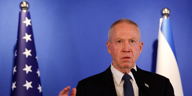 Former Israeli Defense Minister Yoav Gallant attends a news conference at Ben Gurion Airport in Lod, Israel, March 9, 2023. 