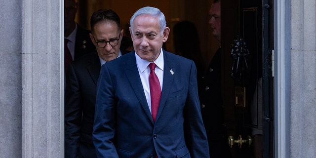 Benjamin Netanyahu, Prime Minister of Israel, leaves 10 Downing Street following brief talks with UK Prime Minister Rishi Sunak on 24 March 2023 in London, United Kingdom.