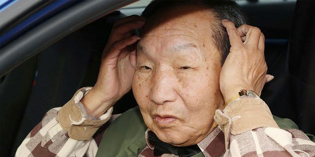 Iwao Hakamada rides in a car in Hamamatsu, Japan, on March 13, 2023. Tokyo’s high court ordered a retrial for the 87-year-old former boxer who has been on death row for nearly six decades after his murder conviction.