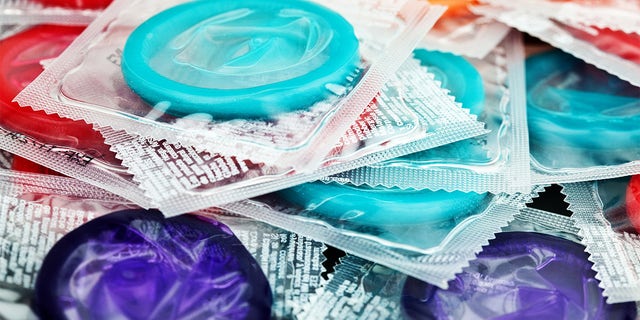 Collection of colorful condoms