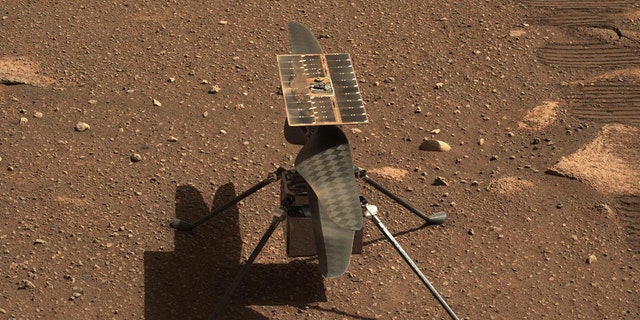 NASA's Ingenuity Mars helicopter is seen here in a close-up taken by Mastcam-Z, a pair of zoomable cameras aboard the Perseverance rover. This image was taken on April 5, the 45th Martian day, or sol, of the mission. 