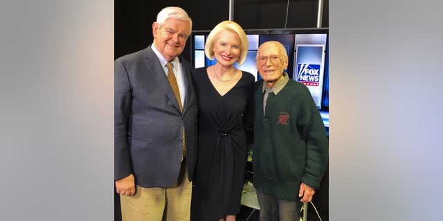 Mario Biasetti, right, at the Fox News bureau in Rome with former Speaker of the House Newt Gingrich and his wife Callista.