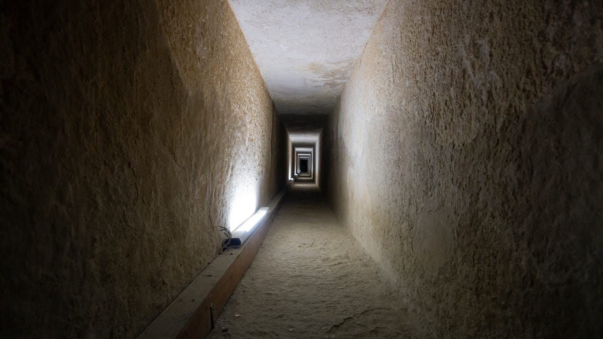 A long passage in the pyramid of Giza.