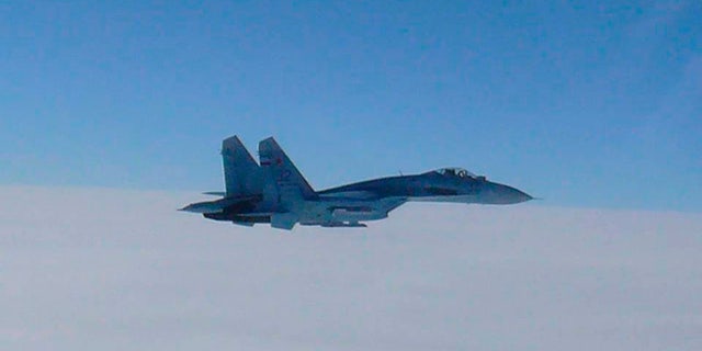 A Russian Su-27 fighter like the ones that harassed a U.S. drone over the Black Sea.