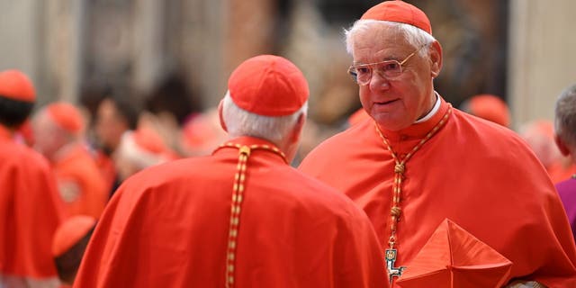 Gerhard Ludwig Cardinal Müller (r) stands during a consistory in St. Peter's Basilica. 