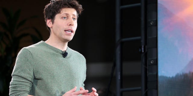 OpenAI CEO Sam Altman speaks during a keynote address announcing ChatGPT integration for Bing at Microsoft.