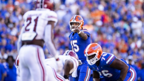 Richardson gestures during the first quarter against the South Carolina Gamecocks on November 12, 2022.