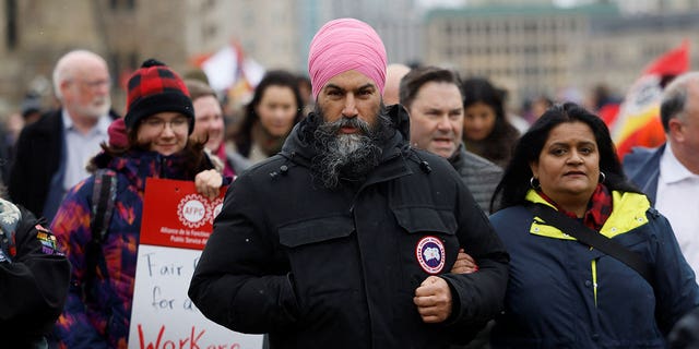 NDP leader Jagmeet Singh at protest in Ottawa