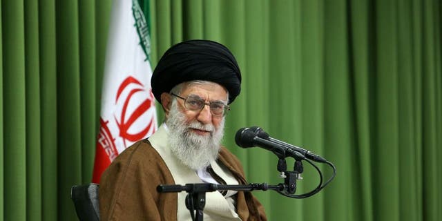 Iranian Supreme Leader Ayatollah Ali Khamenei speaks during a meeting with students in Tehran on Oct. 18, 2017. (Iranian Leader's Press Office / Handout / Anadolu Agency / Getty Images)