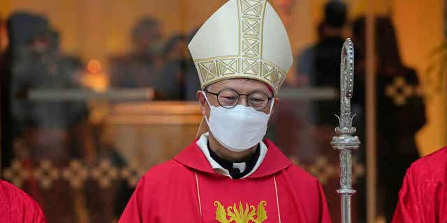 Stephen Chow poses after the episcopal ordination ceremony as the new Bishop of the Catholic Diocese in Hong Kong, on Dec. 4, 2021. Chow arrived in Beijing on April 17, 2023, marking the first visit to the Chinese capital by the city's bishop in nearly three decades.