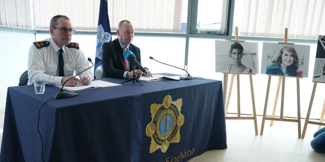 Superintendent Tim Burke and Detective Superintendent Eddie Carroll speaking to the media at Irishtown Garda Station, Dublin, on the investigation into the disappearance of Annie McCarrick.