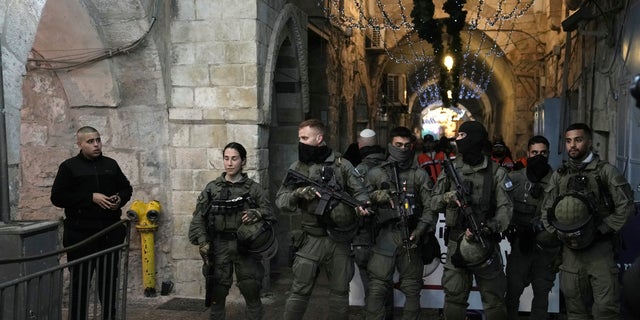 Israeli police deploy in the Old City of Jerusalem, hours after police raided the Al-Aqsa Mosque compound, Wednesday, April 5, 2023. 