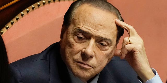 Silvio Berlusconi is seen in Rome, on Oct. 26, 2022. Berlusconi was hospitalized on April 5, 2023, with apparent respiratory problems caused by chronic-stage leukemia.
