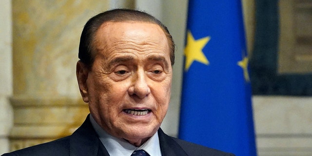 Silvio Berlusconi at the Chamber of Deputies during the consultation for the formation of a new government in Rome.
