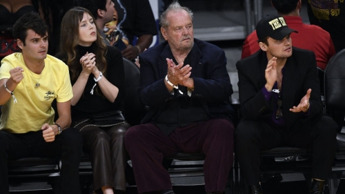 Jack Nicholson pictured courtside Friday. 