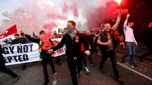 Manchester United supporters stage protest against the club's owners in April 2022.