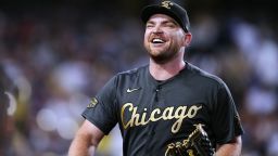 LOS ANGELES, CA - JULY 19:  Liam Hendriks #31 of the Chicago White Sox jokes around during the 92nd MLB All-Star Game presented by Mastercard at Dodger Stadium on Tuesday, July 19, 2022 in Los Angeles, California. (Photo by Daniel Shirey/MLB Photos via Getty Images)