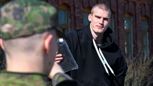 Lauri Markkanen calls in to begin military service in Helsinki, Finland, on Monday.