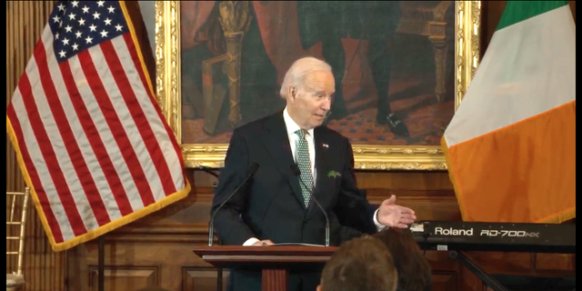 FILE PHOTO: President Joe Biden speaks at the Friends of Ireland Luncheon on St. Patrick's Day, March, 17, 2023.