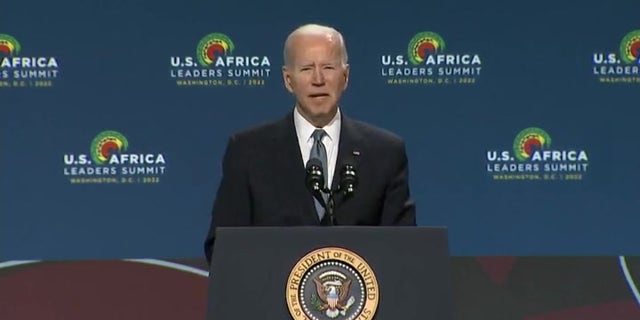 President Biden speaks at the U.S.-Africa Leaders Summit.