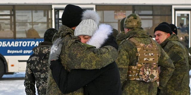 Russia soldier says goodbye to family