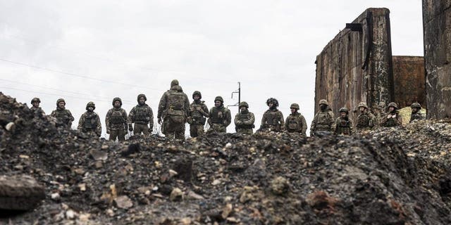 Ukrainian soldiers of the Aidar battalion training at an undetermined location in Donetsk oblast, April 4, 2023. 