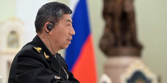 Chinese Defense Minister Li Shangfu attends a meeting with Russian President Vladimir Putin at the Kremlin in Moscow, on April 16, 2023.