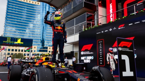 Sergio Perez at Baku City Circuit. 