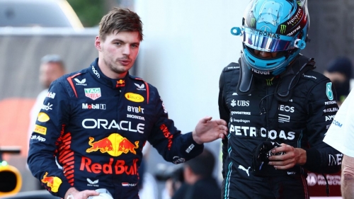 Cameras captured Max Verstappen and George Russell's heated exchange.