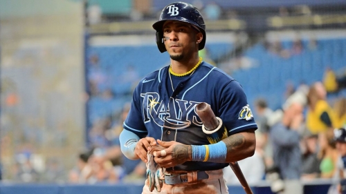 Wander Franco walks up to bat in the sixth inning against the Astros.