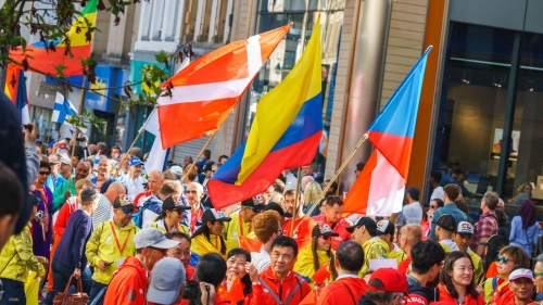 The 2019 World Transplant Games' opening parade in Newcastle-Gateshead, United Kingdom.