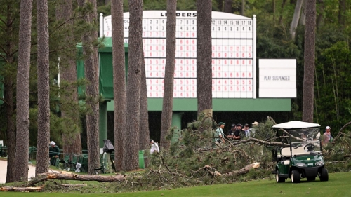 A general view of fallen trees on the 17th hole.