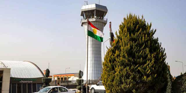 The departure lounge and control tower of the Sulaymaniyah International Airport is pictured above. Turkey has closed its airspace to flights to and from the Suleimaniyah International Airport citing safety concerns.