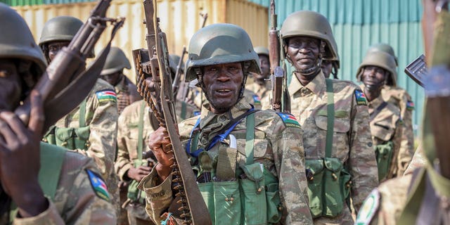 South Sudanese soldiers serve as part of the East Africa Community Regional Force, which on Monday seized control of a key strategic town in the Democratic Republic of the Congo from M23 rebel forces.