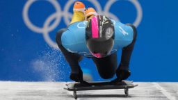 Feb 11, 2022; Yanqing, China; Vladyslav Heraskevych (UKR) competes in mens skeleton heat 3 during the Beijing 2022 Olympic Winter Games at Yanqing Sliding Centre. 