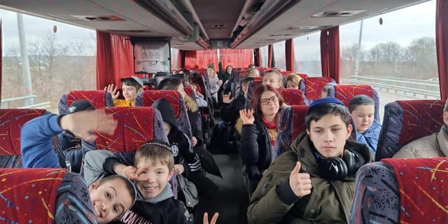 Children from the children's home in Zhitomir (located in western Ukraine), which was evacuated. Zhitomir is 140 km from Kyiv. 