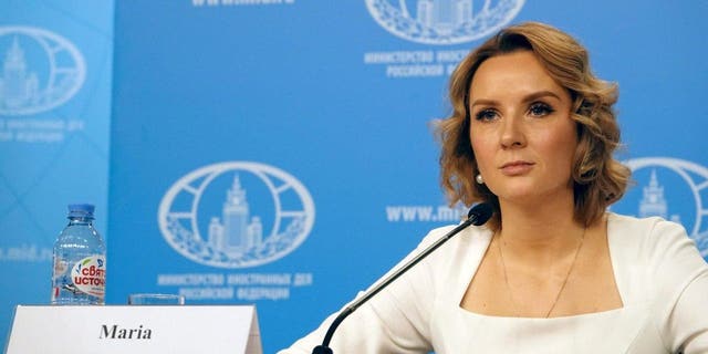 Russian Children's Representative Maria Lvova-Belova holds a press conference at the Foreign Ministry following accusations by Ukraine that the Russian leadership is deporting children in its war of aggression against the country. 