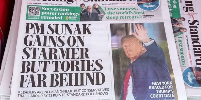 The U.K.'s Evening Standard awaits arraignment of Donald Trump.