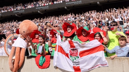 England fans celebrate their team's victory.