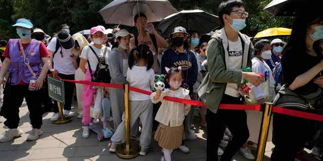 Visitors line up to visit the Panda enclosure