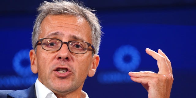 Ian Bremmer shown speaking at conference